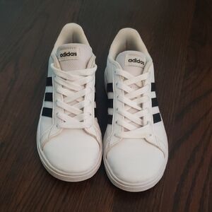 Adidas Classic White Sneakers with Black Stripes